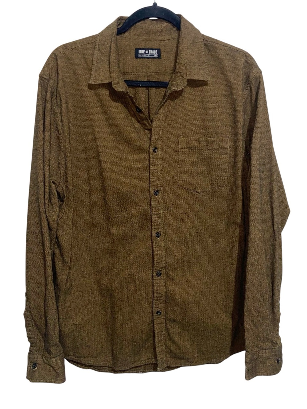Line of Trade Shirt Mens Large Long Sleeve Button Workshirt Outdoor Brown
